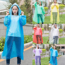 Load image into Gallery viewer, 1PCS Unisex Disposable Raincoat Adult Emergency Waterproof Hood Poncho Travel Camping Must Rain Coat Clear Rainwear Suit