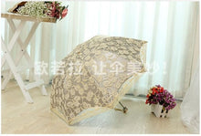 Load image into Gallery viewer, 1 piece Princess Sun double Lace Parasol Arched UV Creative three Folding Pongee Sunny Women anti UV waterproof Custom Umbrella
